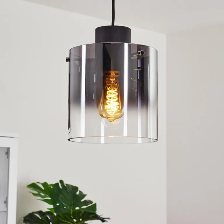 Suspension Wichita Fumée, Noir, 1 lumière