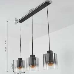 Suspension Wichita Noir, 3 lumières