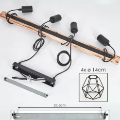 Suspension Yaak Écru, Noir, 4 lumières