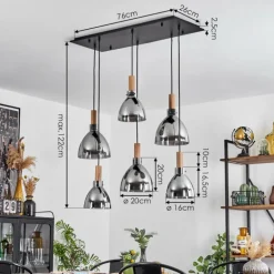 Suspension Yadekope Écru, Noir, 6 lumières