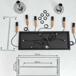 Suspension Yadekope Écru, Noir, 6 lumières