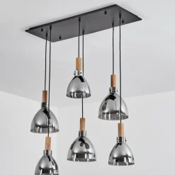 Suspension Yadekope Écru, Noir, 6 lumières