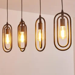 Suspension Zwolle Argenté, 4 lumières