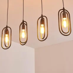 Suspension Zwolle Argenté, 4 lumières