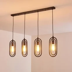 Suspension Zwolle Argenté, 4 lumières