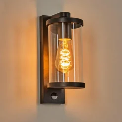 Telhada Luminaire extérieur, Lampe murale d´extérieur Noir, 1 lumière, Détecteur de mouvement