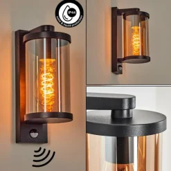 Telhada Luminaire extérieur, Lampe murale d´extérieur Noir, 1 lumière, Détecteur de mouvement