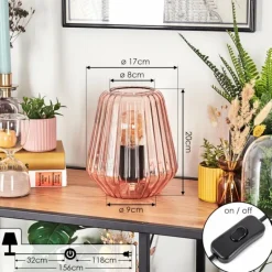 Telhais Lampe à poser, Liseuse Rose, Noir, 1 lumière