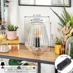 Telhais Lampe à poser, Liseuse Noir, Transparent, 1 lumière