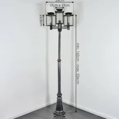 Tieva Réverbère, Eclairage de chemin Noir, Argenté, 3 lumières