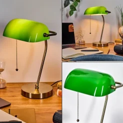 Tremoceira Lampe de banquier, Lampe de bureau, Lampe à poser Vieux laiton, 1 lumière