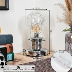 Tryan Lampe de bureau, Lampe à poser Chrome, 1 lumière
