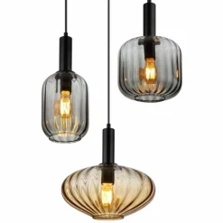 Valletta Suspension Luminaires Globo Lighting Noir, 3 lumières