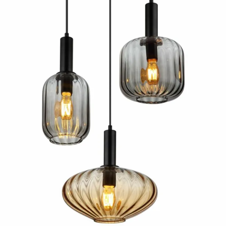 Valletta Suspension Luminaires Globo Lighting Noir, 3 lumières