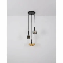 Valletta Suspension Luminaires Globo Lighting Noir, 3 lumières