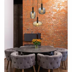 Valletta Suspension Luminaires Globo Lighting Noir, 3 lumières