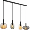 Valletta Suspension Luminaires Globo Lighting Noir, 4 lumières