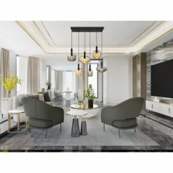 Valletta Suspension Luminaires Globo Lighting Noir, 6 lumières