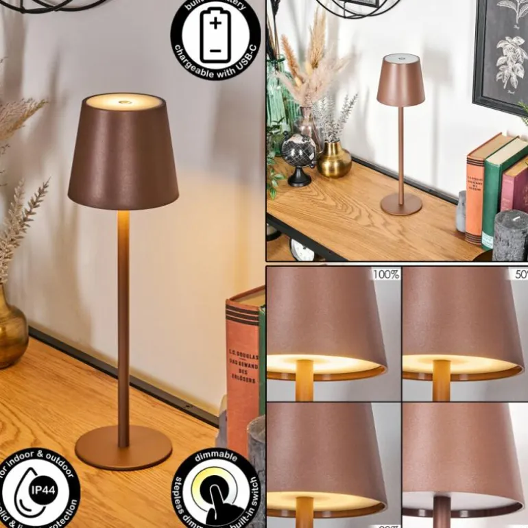 Vannie Lampe de table d'extérieur, Lampe à poser LED Brun, 1 lumière