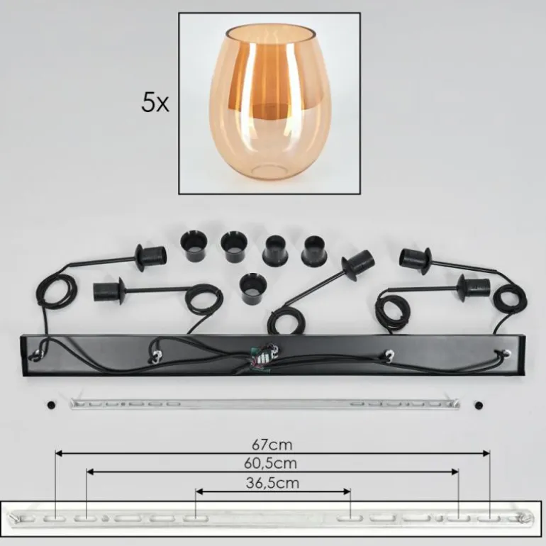 Vevino Suspension Ambre, 5 lumières