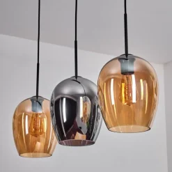 Vevino Suspension Ambre, Chrome, 3 lumières