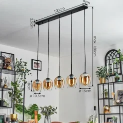 Vevino Suspension Ambre, Clair, 5 lumières