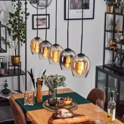 Vevino Suspension Ambre, Clair, Fumé, 5 lumières