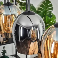 Vevino Suspension Ambre, Chrome, 5 lumières