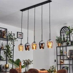 Vevino Suspension Ambre, Chrome, 5 lumières