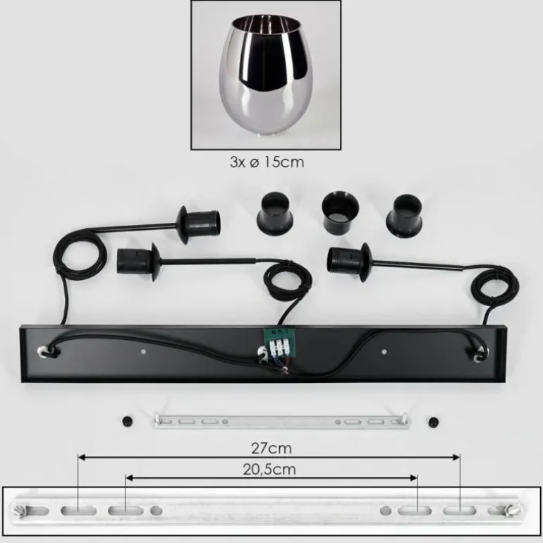 Vevino Suspension Chrome, 3 lumières
