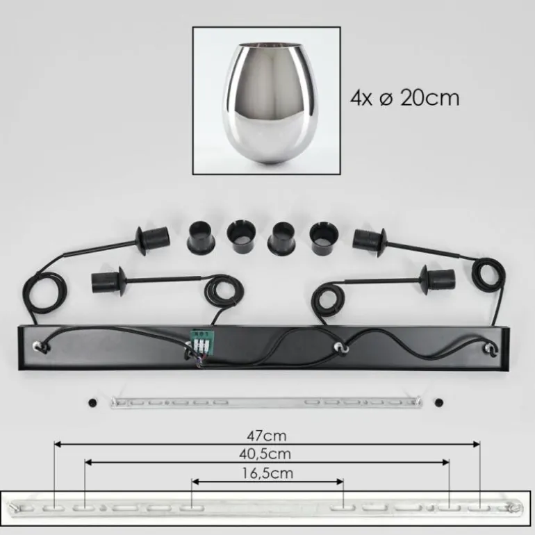 Vevino Suspension Chrome, 4 lumières