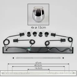 Vevino Suspension Chrome, Clair, 4 lumières