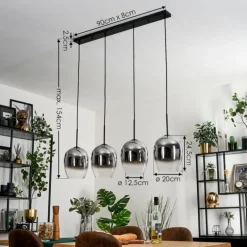 Vevino Suspension Chrome, Clair, 4 lumières