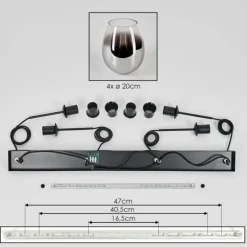 Vevino Suspension Chrome, Clair, 4 lumières