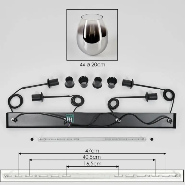 Vevino Suspension Chrome, Clair, 4 lumières