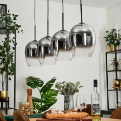 Vevino Suspension Chrome, Clair, 4 lumières