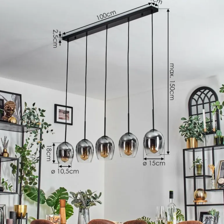 Vevino Suspension Chrome, Clair, 5 lumières