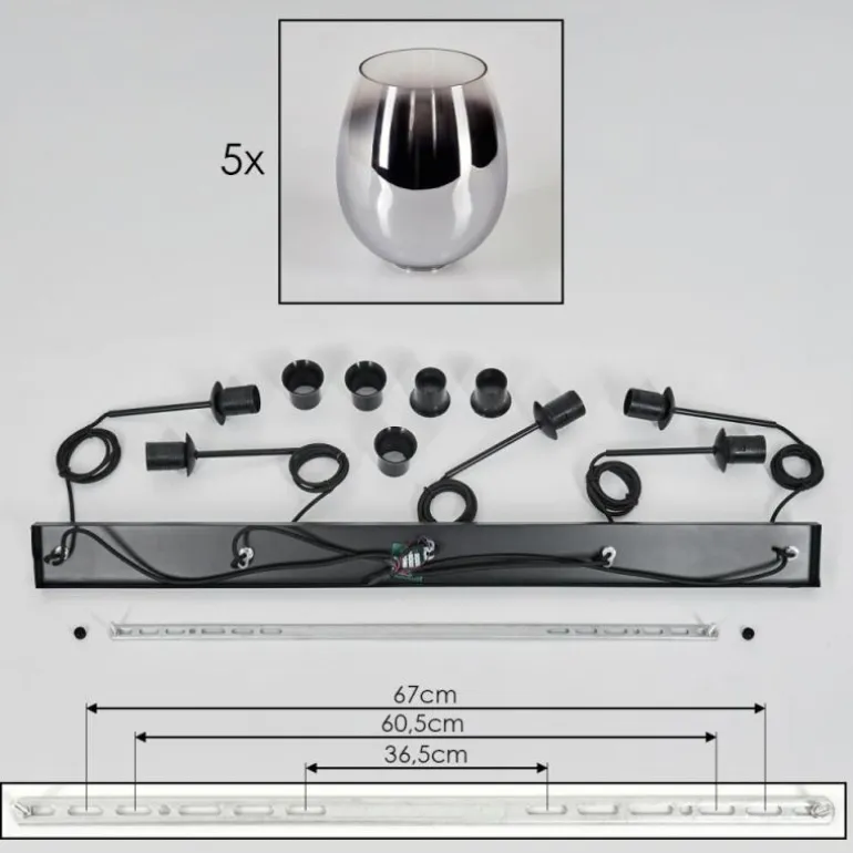 Vevino Suspension Chrome, Clair, 5 lumières