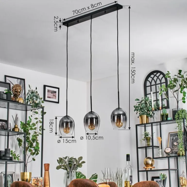 Vevino Suspension Noir, 3 lumières