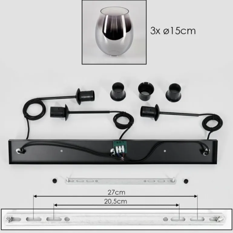 Vevino Suspension Noir, 3 lumières