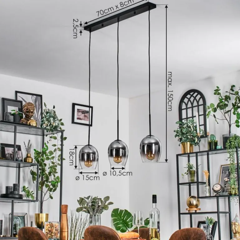 Vevino Suspension Noir, 3 lumières
