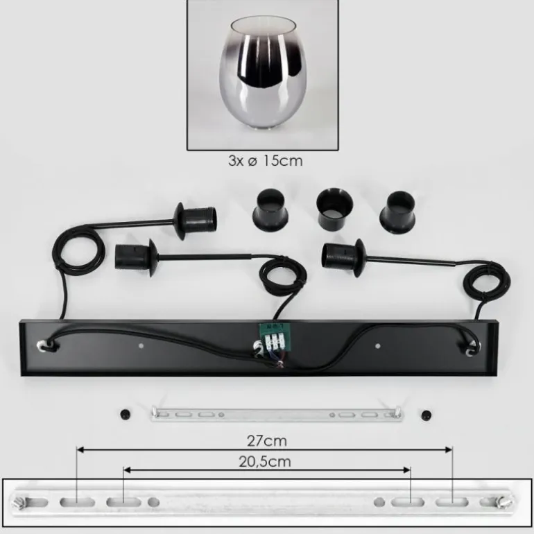 Vevino Suspension Noir, 3 lumières