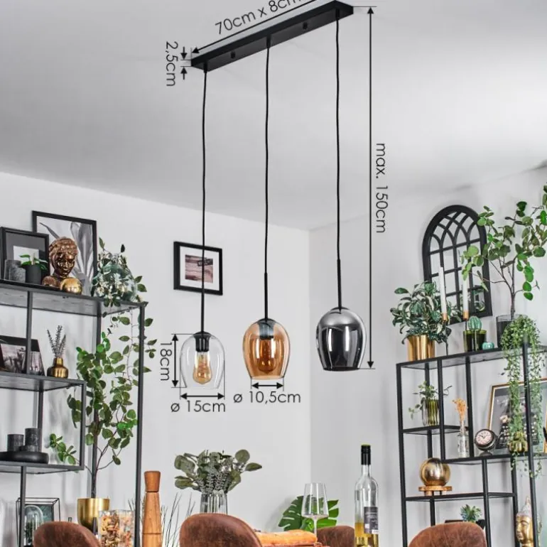 Vevino Suspension Noir, 3 lumières