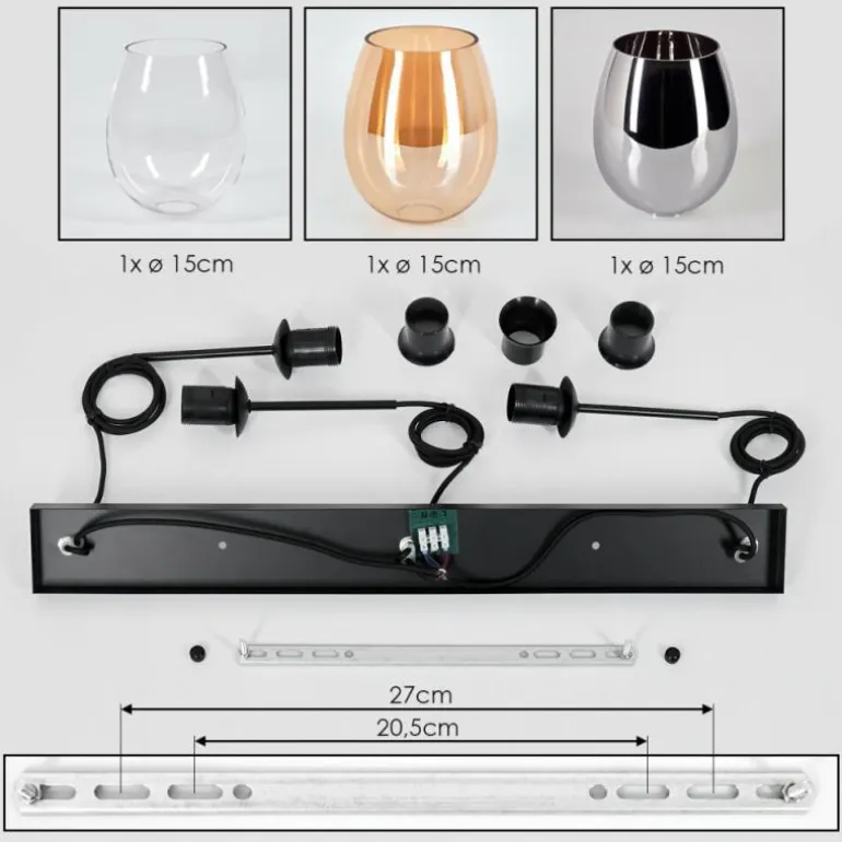 Vevino Suspension Noir, 3 lumières