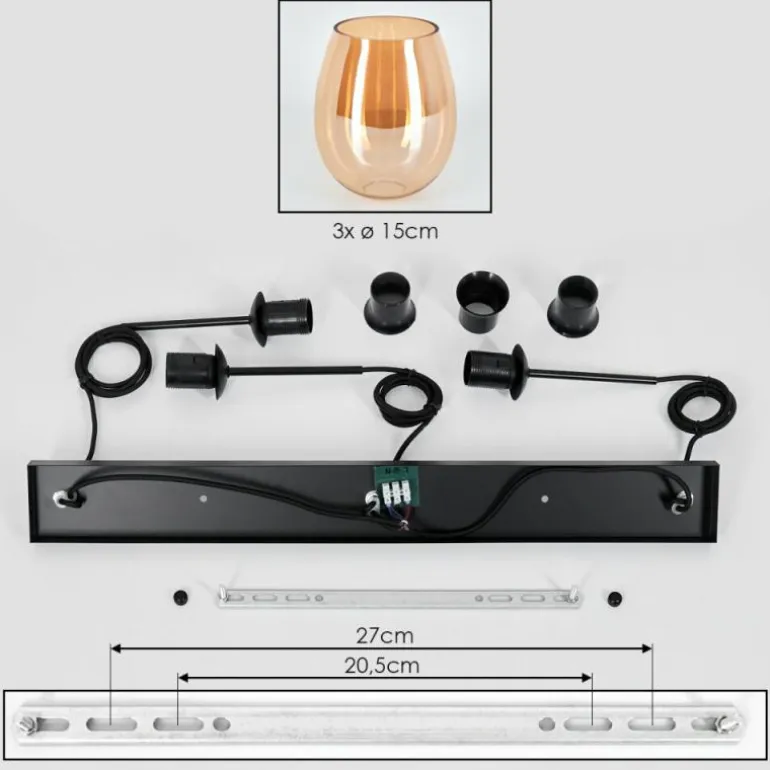 Vevino Suspension Noir, 3 lumières