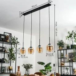 Vevino Suspension Noir, 4 lumières