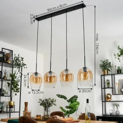 Vevino Suspension Noir, 4 lumières