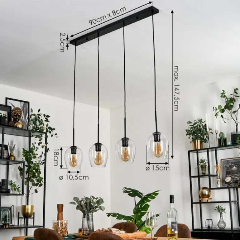 Vevino Suspension Noir, 4 lumières