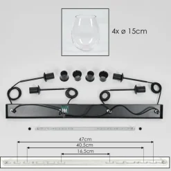 Vevino Suspension Noir, 4 lumières