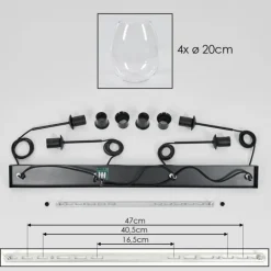 Vevino Suspension Noir, 4 lumières